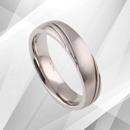Gorgeous Mens Titanium Premium Wedding Engagement Band Ring 18Ct White