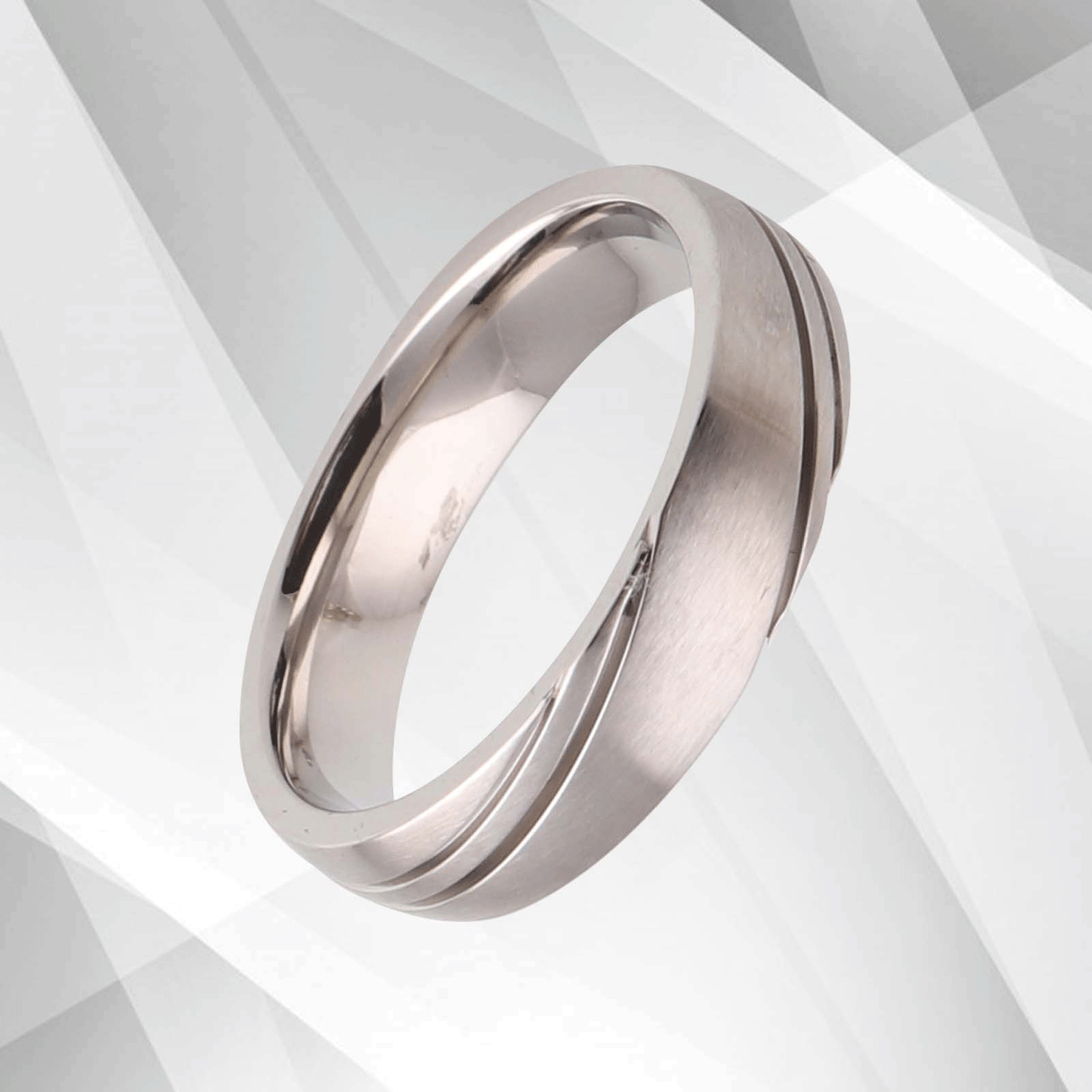 Gorgeous Mens Titanium Premium Wedding Engagement Band Ring 18Ct White