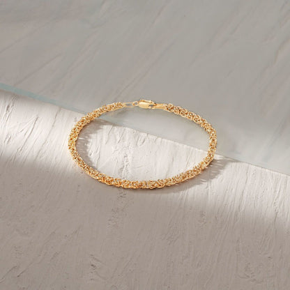 Sleek & Classic Italian Design Byzantine Unisex Bracelet in 14K Gold P