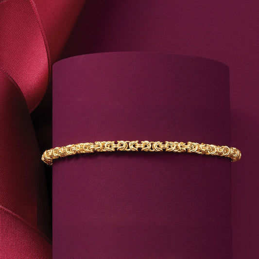 Sleek & Classic Italian Design Byzantine Unisex Bracelet in 14K Gold P