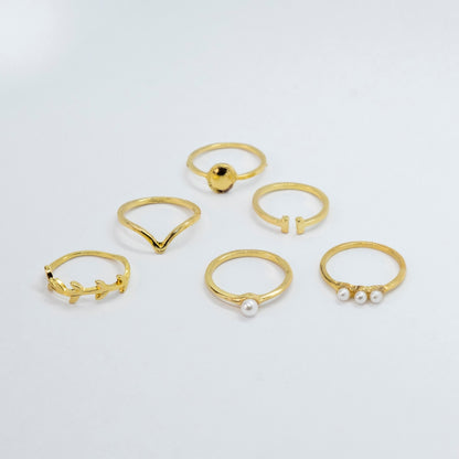 6 Piece Gold Plated Oxidised Bohemian Vintage Tribal Stacking Retro