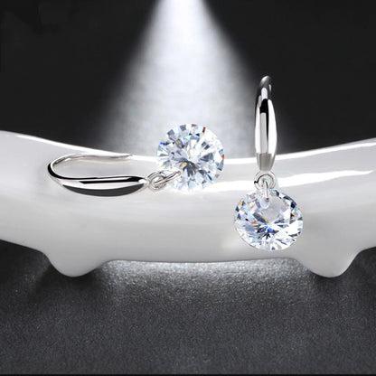 Austrian Crystal Drill Drop Earring in 18K White Gold Plated ITALY Des