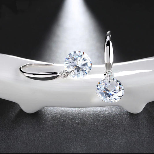 Austrian Crystal Drill Drop Earring in 18K White Gold Plated ITALY Des