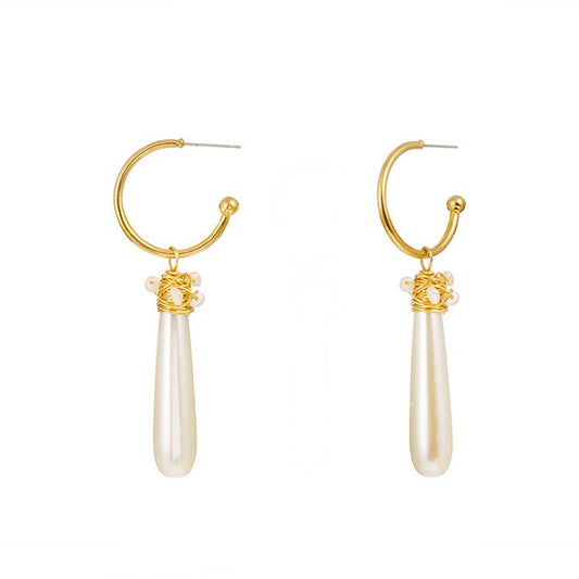 Hoop Dangle Earring with Fax Pearl