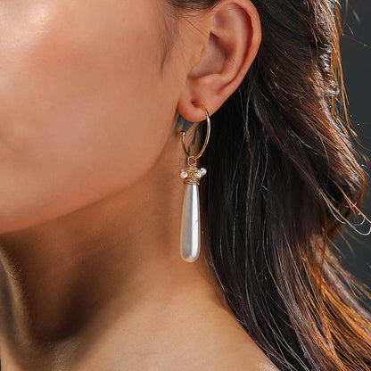 Hoop Dangle Earring with Fax Pearl