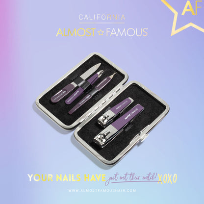 Almost Famous Manicure Kit w/ Silver Holographic travel case