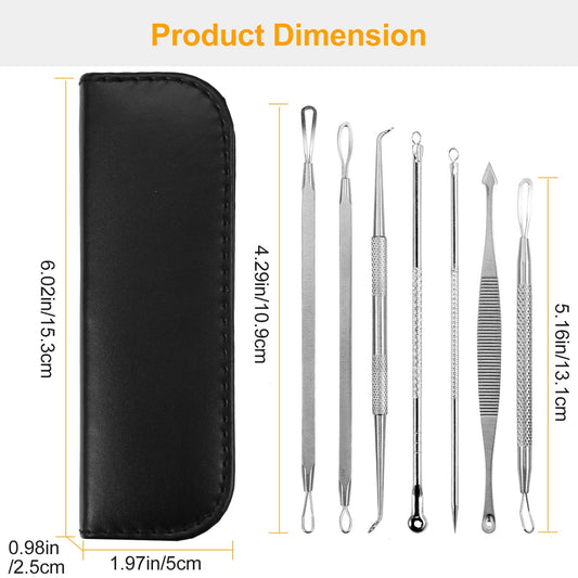 7 Pcs Blackhead Remover Kit Stainless Steel Pimple Comedone Acne