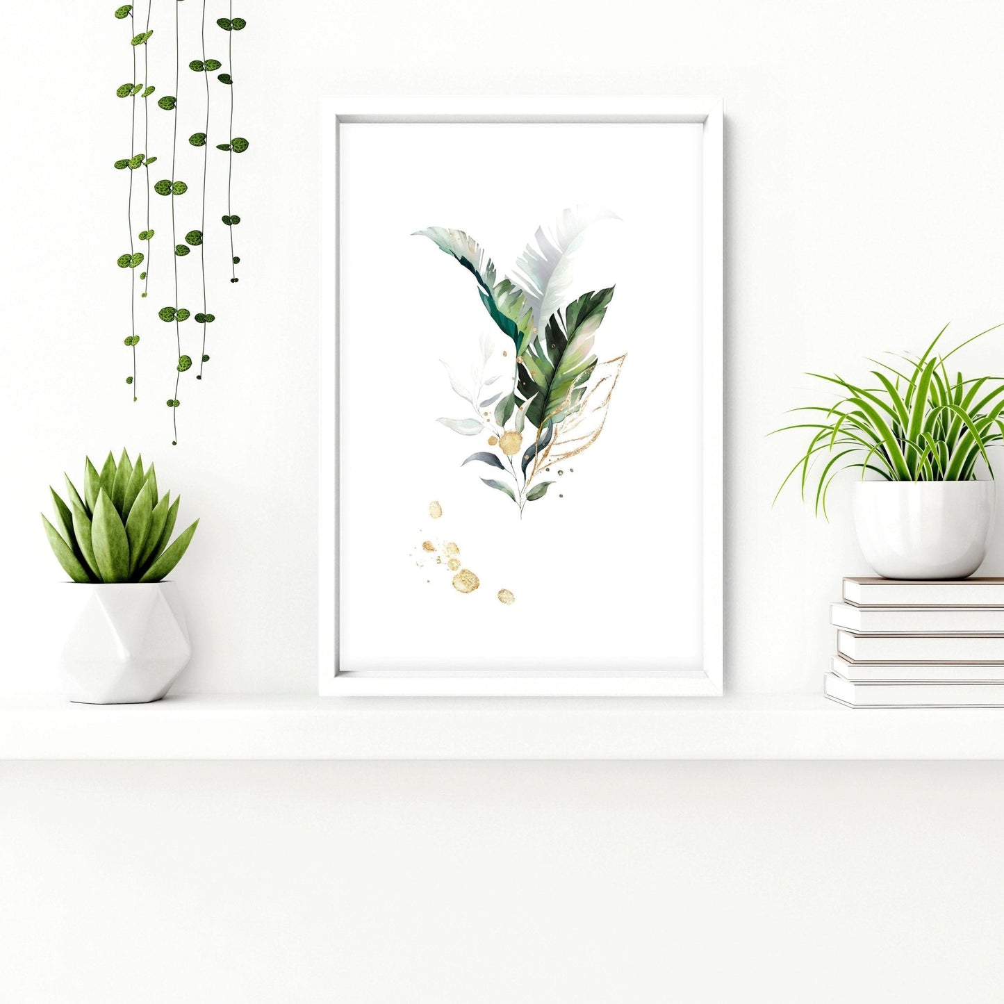 Modern tropical decor for Bathroom set of 3 wall art