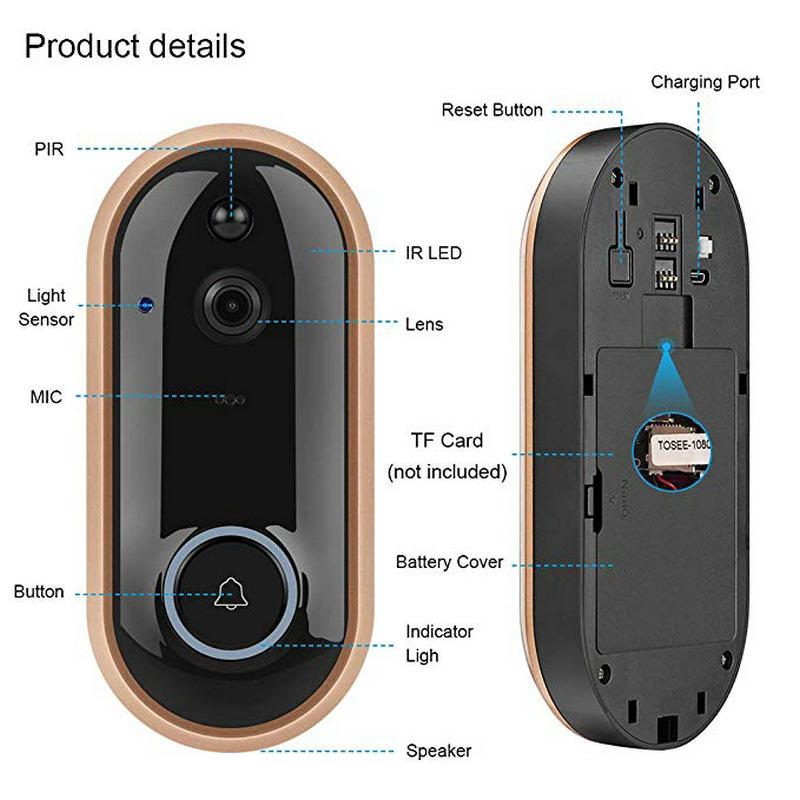 1080P Smart WIFI Doorbell Intercom Video Ring Door Bell With Camera IR