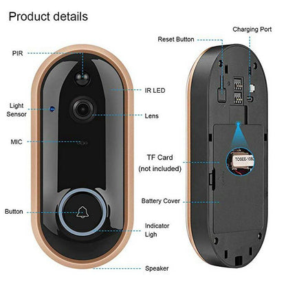 1080P Smart WIFI Doorbell Intercom Video Ring Door Bell With Camera IR