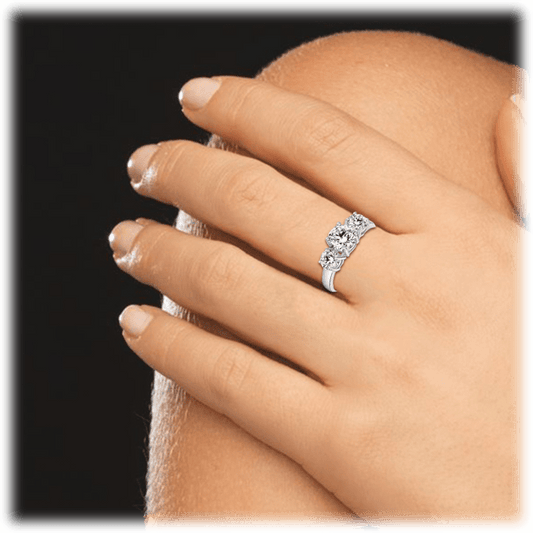 White Gold with Three Stone Cubic Zirconia Ring for Women